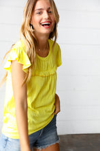 Load image into Gallery viewer, Yellow Wide Rib Frilled Short Sleeve Yoke Top