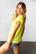 Load image into Gallery viewer, Yellow Wide Rib Frilled Short Sleeve Yoke Top