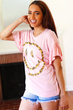 Load image into Gallery viewer, Live For Today Pink Floral Smiley Face Flutter Sleeve Tee