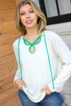 Load image into Gallery viewer, Feeling It Kelly Green Clover Cut Out Terry Hoodie