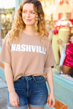 Load image into Gallery viewer, Taupe Pop-Up Embroidered "NASHVILLE" Ribbed Top