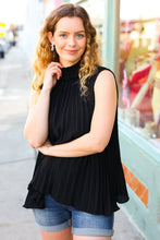 Load image into Gallery viewer, Sweet New Days Black Smocked Neck Pleated Sleeveless Top