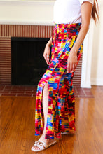 Load image into Gallery viewer, Vacay Vibes Kaleidoscope Smocked Waist Side Slit Palazzo Pants