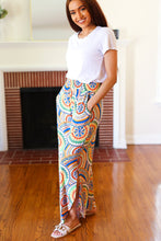 Load image into Gallery viewer, Multicolor Mandala Smocked Waist Side Slit Palazzo Pants