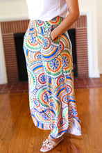 Load image into Gallery viewer, Multicolor Mandala Smocked Waist Side Slit Palazzo Pants