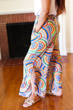 Load image into Gallery viewer, Multicolor Mandala Smocked Waist Side Slit Palazzo Pants