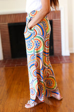 Load image into Gallery viewer, Multicolor Mandala Smocked Waist Side Slit Palazzo Pants