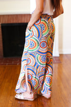 Load image into Gallery viewer, Multicolor Mandala Smocked Waist Side Slit Palazzo Pants