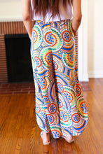 Load image into Gallery viewer, Multicolor Mandala Smocked Waist Side Slit Palazzo Pants