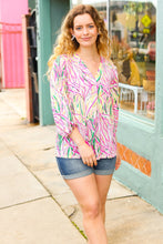 Load image into Gallery viewer, Life's A Party Fuchsia & Yellow Abstract Print V Neck Top