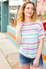 Load image into Gallery viewer, Lime & Navy Textured Vintage Stripe Sweater Top
