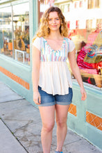 Load image into Gallery viewer, Multicolor Vertical Stripe V Neck Babydoll Top