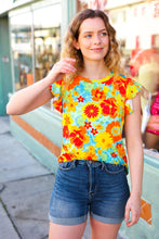 Load image into Gallery viewer, Yellow & Red Floral Flutter Sleeve Top