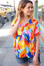 Load image into Gallery viewer, Orange & Yellow Geometric Floral V Neck Dolman Top