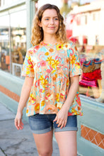 Load image into Gallery viewer, Peach & Aqua Floral Babydoll Top