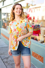 Load image into Gallery viewer, Peach & Aqua Floral Babydoll Top