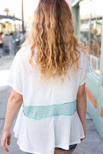 Load image into Gallery viewer, Cream Multi Stripe Lace Up Neck Color Block Top