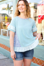 Load image into Gallery viewer, Seafoam Floral & Leopard Print Ruffle Hem Top