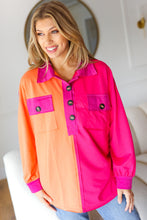 Load image into Gallery viewer, Feeling Bold Orange & Fuchsia Color Block Button Down Top