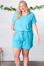 Load image into Gallery viewer, Ice Blue Brushed Knit Elastic Waist Pocketed Romper