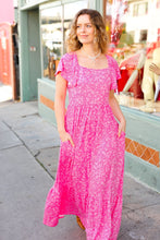 Load image into Gallery viewer, Perfectly You Fuchsia Ditzy Floral Fit & Flare Maxi Dress