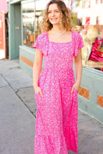 Load image into Gallery viewer, Perfectly You Fuchsia Ditzy Floral Fit & Flare Maxi Dress