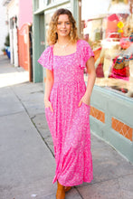 Load image into Gallery viewer, Perfectly You Fuchsia Ditzy Floral Fit & Flare Maxi Dress