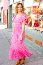 Load image into Gallery viewer, Perfectly You Fuchsia Ditzy Floral Fit & Flare Maxi Dress