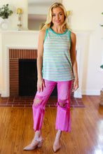 Load image into Gallery viewer, Casual Living Mint Multicolor Stripe Textured Knit Tank Top