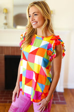 Load image into Gallery viewer, You Got This Red Geometric Print Double Ruffle Sleeve Top