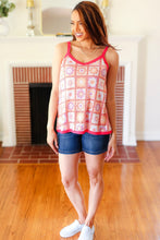 Load image into Gallery viewer, Coral Flower Power Waffle Knit Sleeveless Top