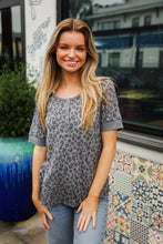 Load image into Gallery viewer, Fall For Me Charcoal Animal Print Thermal Snap Tee