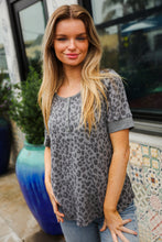 Load image into Gallery viewer, Fall For Me Charcoal Animal Print Thermal Snap Tee