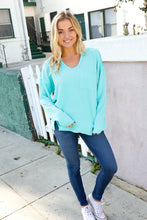 Load image into Gallery viewer, Eyes On You Seafoam Mineral Wash Rib Notch Neck Pocket Top