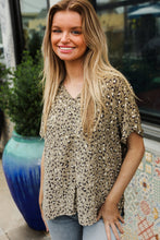 Load image into Gallery viewer, Best In Bold Sage Animal Print V Neck Dolman Side Slit Top