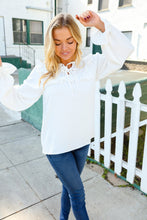 Load image into Gallery viewer, Eyes On You Ivory Ribbon Tie Bow Square Neck Ruffle Bubble Sleeve Blouse