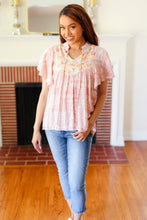 Load image into Gallery viewer, Blush Paisley Floral Yoke Tie Neck Top