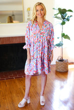 Load image into Gallery viewer, Love Found Blue & Lavender Ikat Print V Neck Dress