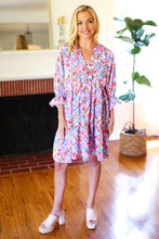 Load image into Gallery viewer, Love Found Blue & Lavender Ikat Print V Neck Dress
