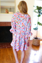 Load image into Gallery viewer, Love Found Blue & Lavender Ikat Print V Neck Dress