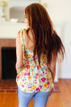 Load image into Gallery viewer, Sunny Days Yellow Floral Smocked Shoulder Tie Top