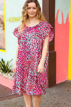 Load image into Gallery viewer, Fuchsia & Teal Abstract Dot Yoke Woven Dress