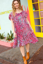 Load image into Gallery viewer, Fuchsia & Teal Abstract Dot Yoke Woven Dress