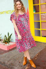 Load image into Gallery viewer, Fuchsia & Teal Abstract Dot Yoke Woven Dress