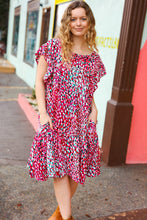 Load image into Gallery viewer, Fuchsia & Teal Abstract Dot Yoke Woven Dress