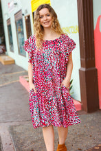 Load image into Gallery viewer, Fuchsia & Teal Abstract Dot Yoke Woven Dress