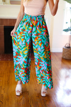 Load image into Gallery viewer, Summer Vibes Green & Orange Abstract Print Smocked Palazzo Pants