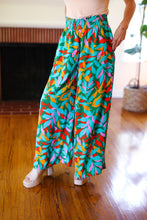 Load image into Gallery viewer, Summer Vibes Green & Orange Abstract Print Smocked Palazzo Pants