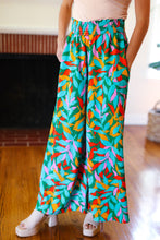 Load image into Gallery viewer, Summer Vibes Green & Orange Abstract Print Smocked Palazzo Pants