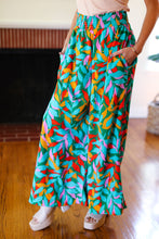 Load image into Gallery viewer, Summer Vibes Green & Orange Abstract Print Smocked Palazzo Pants